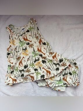Old Navy Cream Safari Animal Print Set with Green and Brown Accents